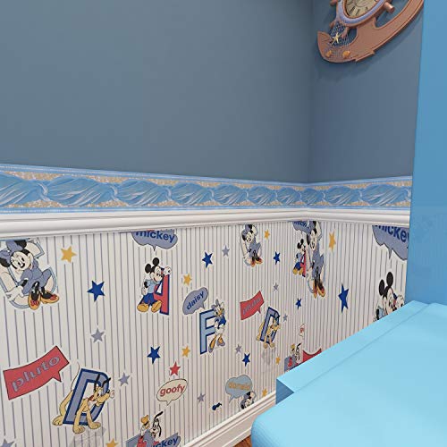 Livelynine Cenefas Adhesivas Infantiles Niño Niña 10CMx10M Cenefas Adhesivas Dormitorio Para Paredes Cenefa Adhesiva Baño Para Pared Vinilos Para la Cocina Cenefa Vinilos Adhesivos Para Cristales Azul