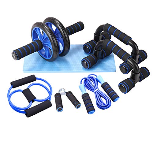 Lixada Rueda Abdominal Kit con Pushup Bar Cuerda para Saltar Esterilla de Rodilla para Entrenamiento Muscular Fitness Ejercicio en Casa