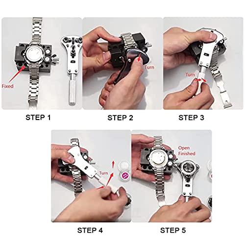 Llave de Apertura de Reloj,Accesorio Abrelatas para Reloj,Abridor de Reloj,Abridor de Relojes de Tres Mordazas,Para la reparación de relojes(Plata)