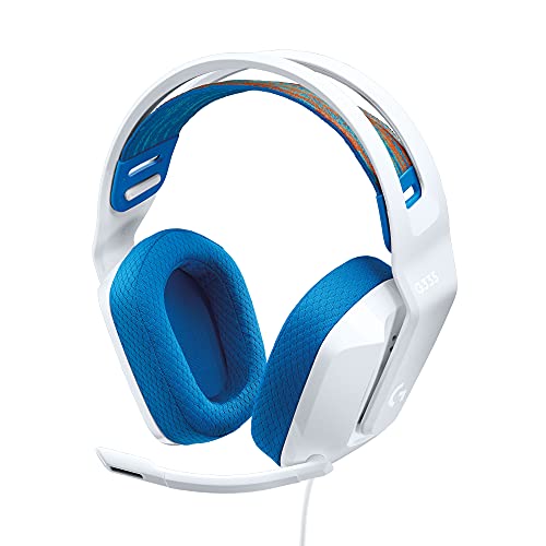 Logitech G335 Auriculares con Cable para Gaming, Micrófono Volteable, Jack de 3.5mm, Almohadillas de espuma viscoelástica, compatible con PC, PlayStation, Xbox, Nintendo Switch - Blanco