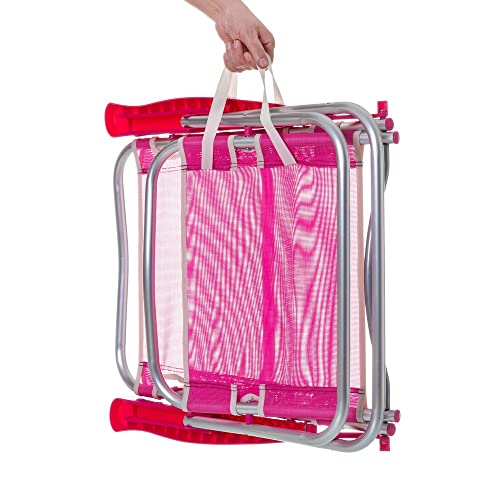 LOLAhome Silla de Playa Baja reclinable 4 Posiciones Convertible en Tumbona Rosa de Aluminio y textileno de 61x47x80 cm