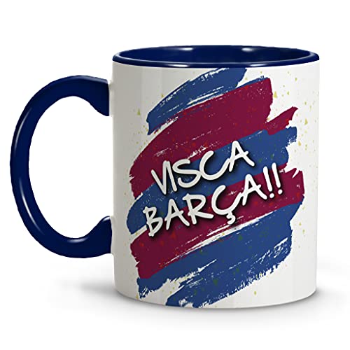 LolaPix Taza Barcelona. Tazas Personalizadas con Nombre. Taza Desayuno fútbol. Taza de cerámica 330ml. Varios diseños.