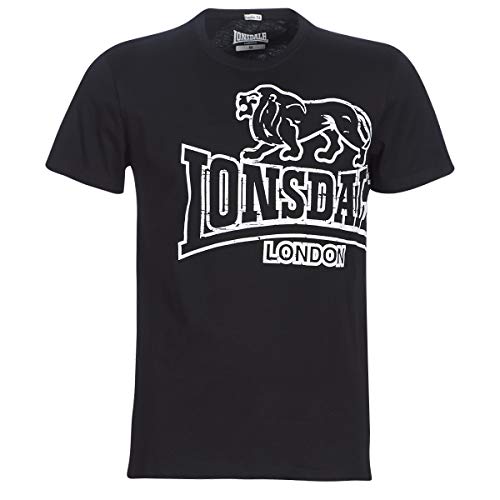 Lonsdale Langsett - Camiseta de manga corta para hombre, color negro, talla S