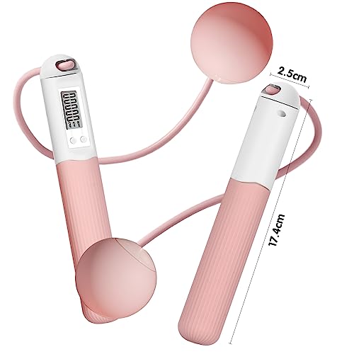 LoQuick Cuerda de Saltar de Doble Propósito,Cuerda de Saltar de Contador Electrónico,Niños/Adultos Deportes Fitness + Pérdida de Peso Saltar a La Comba, Correa de Cuerda Ajustable,Rosa