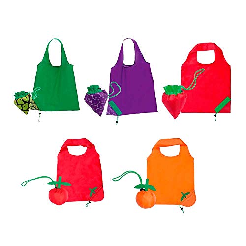 Lote de 50 Bolsas de la Compra Plegables"Frutis" - Bolsas Reciclables de Tela con forma de Originales Frutas - 100% Ecológico. Bolsas de la compra baratas