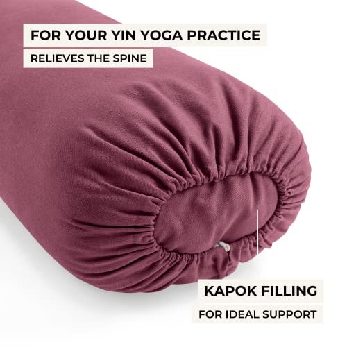 Lotuscrafts Bolster Yoga Rectangular para Yin Yoga - Relleno de Kapok - Cubierta en Algodon Lavable - Cojin Yoga Restaurativo - Bolster Yoga Kapok - Bolster Yoga Algodon