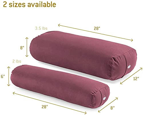 Lotuscrafts Bolster Yoga Rectangular para Yin Yoga - Relleno de Kapok - Cubierta en Algodon Lavable - Cojin Yoga Restaurativo - Bolster Yoga Kapok - Bolster Yoga Algodon