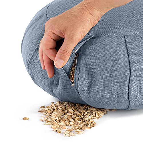 Lotuscrafts Cojin Zafu Meditación Yoga Zen - Altura 15 cm - Relleno de Espelta - Cubierta en Algodon - Cojin Yoga Zafu - Cojin Suelo Redondo - Meditation Cushion - Certificado GOTS