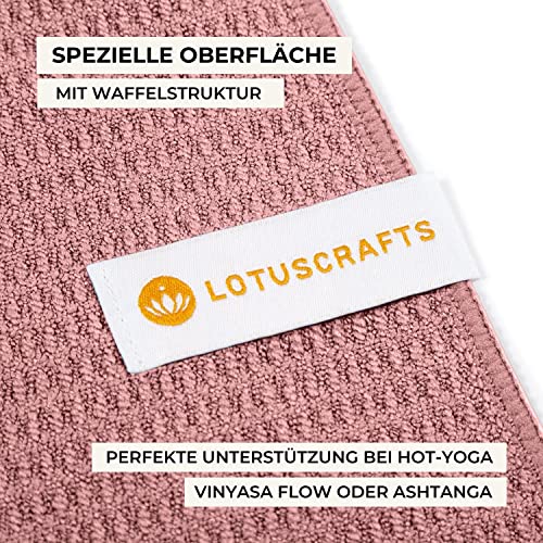 Lotuscrafts Toalla Yoga Antideslizante Grip - Antideslizante y de Secado Rápido - Manta Yoga Antideslizante - Toalla Microfibra Deporte - Toalla de Yoga para Hot Yoga [183 x 61 cm]