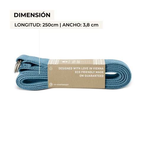 Lotuscrafts Yoga Cinturon Algodon - 100% Algodon (Cultivo Biológico) - Correa Yoga Algodon para Mejores Estiramientos - Cinturón de Yoga con Cierre de Metal - Yoga Strap Belt [250 x 3,8 cm]