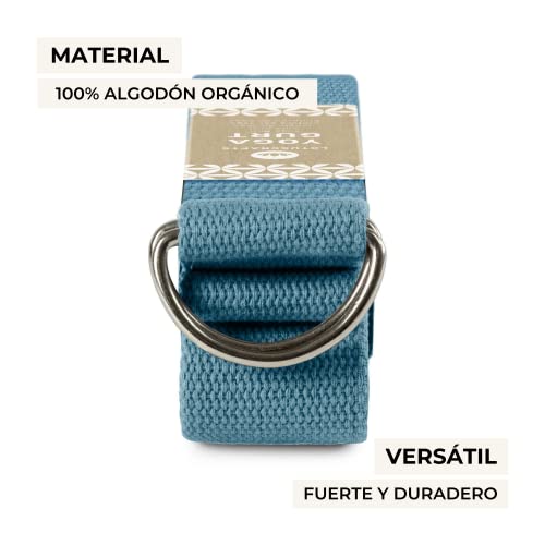 Lotuscrafts Yoga Cinturon Algodon - 100% Algodon (Cultivo Biológico) - Correa Yoga Algodon para Mejores Estiramientos - Cinturón de Yoga con Cierre de Metal - Yoga Strap Belt [250 x 3,8 cm]