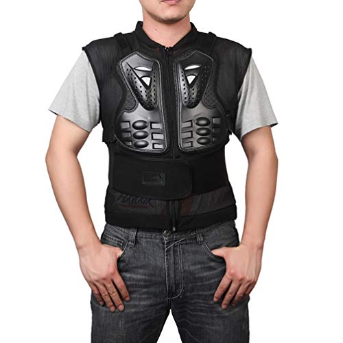 LucaSng Chaleco de protección para moto, ciclismo, protección para motocross, chaqueta protectora con protector de espalda, equipo de protección para el pecho, para hombre y mujer (negro, L)