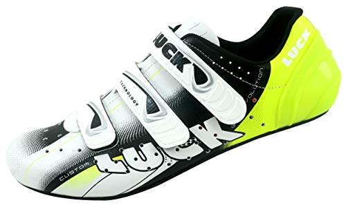 LUCK EVO Zapatillas de Ciclismo Carretera, Unisex Adulto, Amarillo, 38 EU