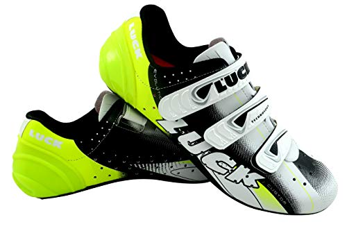 LUCK EVO Zapatillas de Ciclismo Carretera, Unisex Adulto, Amarillo, 38 EU