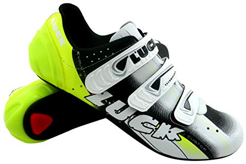 LUCK EVO Zapatillas de Ciclismo Carretera, Unisex Adulto, Amarillo, 38 EU