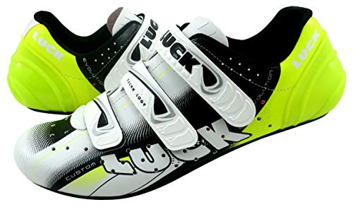 LUCK EVO Zapatillas de Ciclismo Carretera, Unisex Adulto, Amarillo, 38 EU