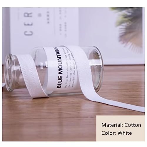 LucyStudio Cinta de Sarga de Patrón Blanco 50mm 50m Cintas al Sesgo de Algodón Cintas Bies de Espiga Cinta de Costura Correas Anchas de Algodón para Coser Tejer Manualidades de Bricolaje Costura