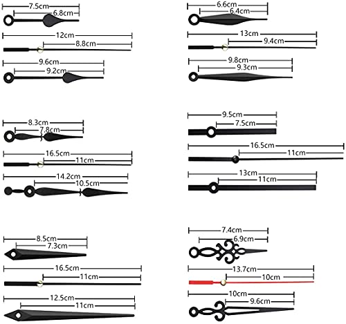 LURICO 6PCS Mecanismo Reloj de Pared, Mecanismo Maquinaria de DIY Reloj, Movimiento Reloj Cuarzo Bricolaje, Reloj Reemplazo de Piezas con 7 Diferentes Pares de Manecillas