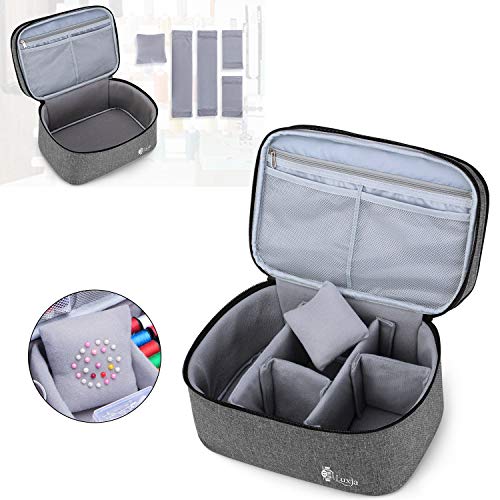 Luxja Organizador de Accesorios de Costura, Organizador de Suministros de Costura de Doble Capa para Agujas, Hilo y Kit de Costura (Solo Bolsa)