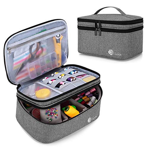 Luxja Organizador de Accesorios de Costura, Organizador de Suministros de Costura de Doble Capa para Agujas, Hilo y Kit de Costura (Solo Bolsa)