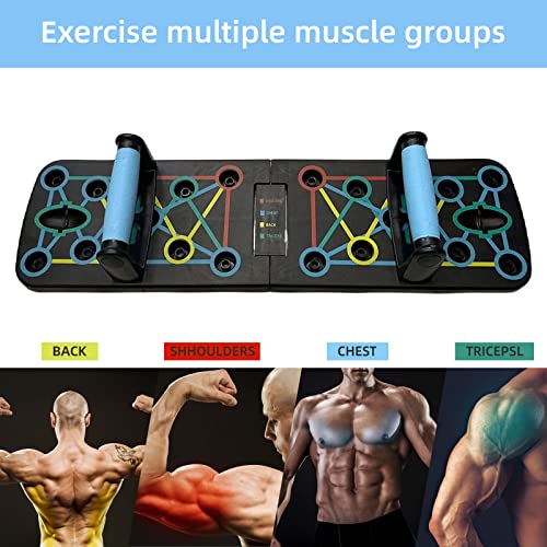 Lvpradior Tabla de flexiones, barra de flexiones con barra de agarre y cuerda de resistencia, tabla de flexiones multifunción, tabla de flexiones plegable para hombres y mujeres, fitness en casa