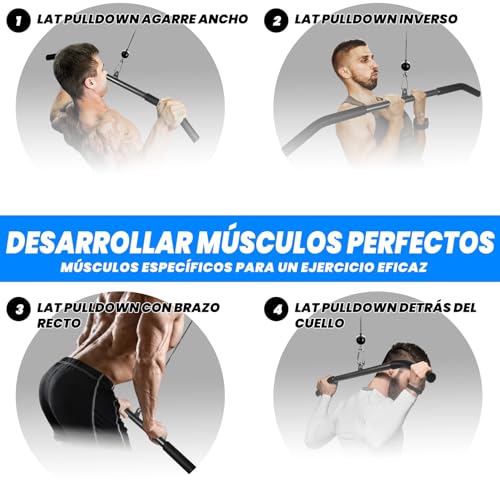 Lyndwin Barra Polea Gimnasio, Barra Jalon al Pecho Dorsal Espalda Triceps Bíceps Polea Gym, Agarres Poleas Gym de Acero Negro para Lat Pull Down Bar Musculacion en Casa (100cm)