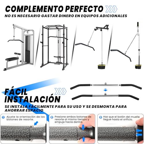 Lyndwin Barra Polea Gimnasio, Barra Jalon al Pecho Dorsal Espalda Triceps Bíceps Polea Gym, Agarres Poleas Gym de Acero Negro para Lat Pull Down Bar Musculacion en Casa (85cm)