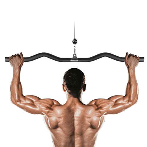 Lyndwin Barra Poleas Gym, Barra Poleas Gimnasio en Casa para Lat Pulldown Máquinas Barra Espalda Polea con Mosquetón Barra Dorsal Polea Entrenamiento de los Hombros, Espalda, Tríceps (94cm Giratorio)