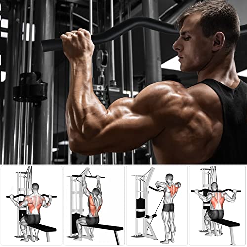 Lyndwin Barra Poleas Gym, Barra Poleas Gimnasio en Casa para Lat Pulldown Máquinas Barra Espalda Polea con Mosquetón Barra Dorsal Polea Entrenamiento de los Hombros, Espalda, Tríceps (94cm Giratorio)