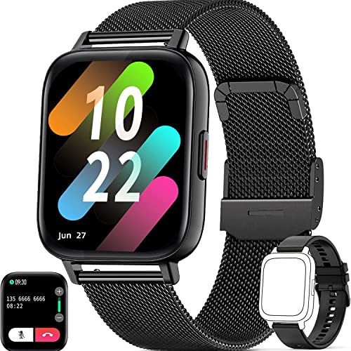 LYQOQYL Reloj Inteligente Hombre, Smartwatch Hombre 2 Correas,Pulsera Actividad Presión Arterial Ritmo Cardíaco Oxígeno Sanguíneo, Regalo Mujer Hombre Android iOS