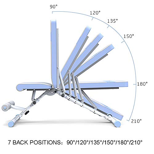 M-TOP Banco de Musculacion Plegable Inclinable Banco de Pesas Ajustable Multifunción para Gimnasio en Casa, Máx. 600Kg,Blanco