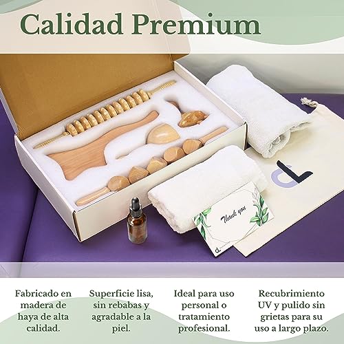 Maderoterapia Kit Corporal - Masajeador Anticelulitico, Rodillo Masaje Muscular, Ventosa Celulitis, Masajeador Celulitis Piernas Y Gluteos, Maderoterapia Celulitis