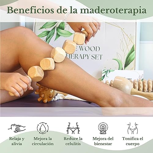 Maderoterapia Kit Corporal - Masajeador Anticelulitico, Rodillo Masaje Muscular, Ventosa Celulitis, Masajeador Celulitis Piernas Y Gluteos, Maderoterapia Celulitis