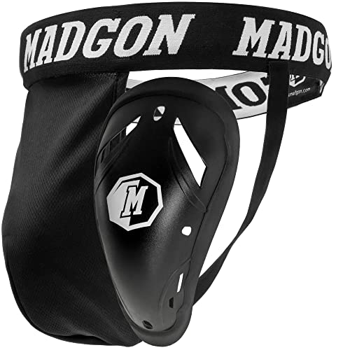 MADGON Protector Genital Ajuste Ideal – Coquilla Hombre con Alta Libertad de Movimiento para Artes Marciales - Coquilla Aislante con Cinta Elástica – Incluye Funda