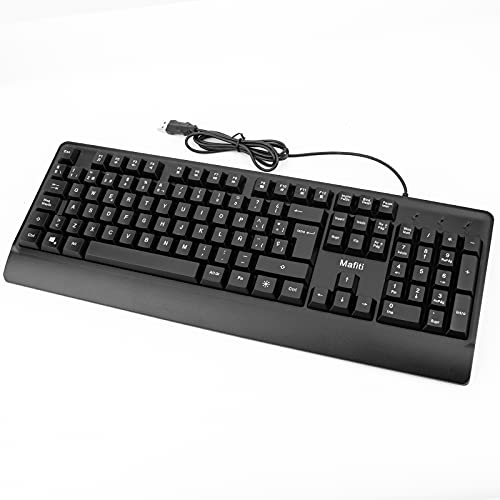 mafiti RK201 Teclado con Cable, USB Teclado Retroiluminado, Laptop Teclado Español, Teclado de PC USB, Teclado de Tamaño Completo 12 Botones Multimedia, para Windows XP/7/8/10/Vista (ES-RK201)