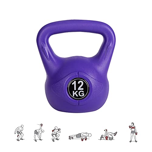 MAGIC SELECT Pesa Rusa de 12 kg. Pesa Kettlebell de Hormigón con Mango Ergonómico. Mancuerna Kettlebell para Entrenamiento Muscular en Casa y Gimnasio.