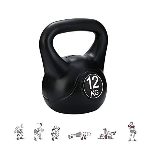 MAGIC SELECT Pesa Rusa de 12kg. Pesa Kettlebell de Hormigón con Mango Ergonómico. Mancuerna Kettlebell para Entrenamiento Muscular en Casa y Gimnasio.