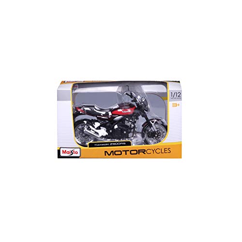 Maisto Kawasaki Z900RS - Modelo de moto a escala 1:12, con suspensión y soporte lateral plegable, 17 cm, color marrón y naranja (5-18990)