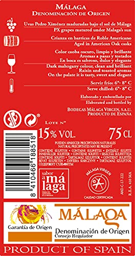 Málaga Virgen - Pack 6 botellas de 75 cl - Vino de licor dulce D.O ''MÁLAGA''