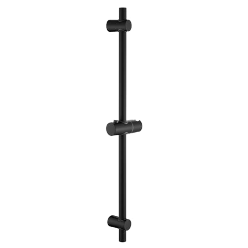 MAMHUN Barra de Ducha Acero Inoxidable, 68cm Barra Ducha Pared con Soporte Alcachofa Ducha Ajustable Negro Mate