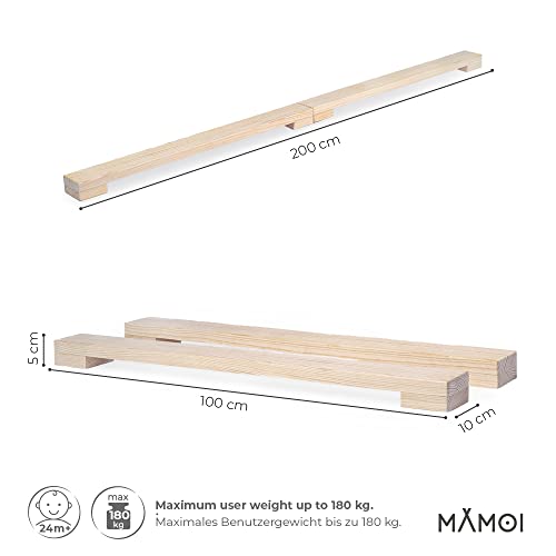 MAMOI® Barra de Equilibrio Gimnasia (200 cm) | Barras Gimnasia artistica en casa | Barras de Gimnasia Antideslizante | Barra Fija Gimnasia artistica | 100% Eco