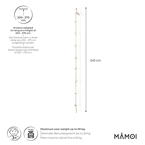 MAMOI® Cuerda para Escalar para niños | Escalada Cuerda niños de Interior | Juegos de Escalada para niños | Escalando niños | Equipo de Escalada al Aire Libre para niños | 100% Eco