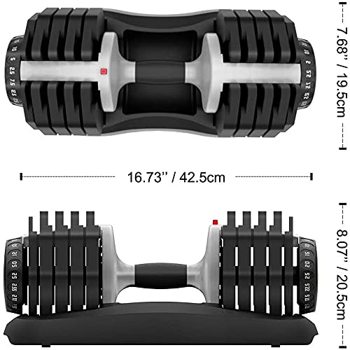 Mancuerna Ajustable de 2,5kg a 25kg | Entrena con Intensidad y Comodidad en Casa | Diseño Ergonómico y Duradero | Ideal para Fitness y Musculación | Ahorra Espacio con estas Mancuernas (2 x 25Kg)