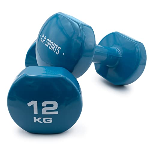 Mancuernas de gimnasia C.P.Sports | Juego de 2 mancuernas - Pesas de 0,5kg a 12kg | Juego de mancuernas para deportes, fitness, gimnasia, entrenamiento de fuerza, gimnasio en casa |12,0KG Par