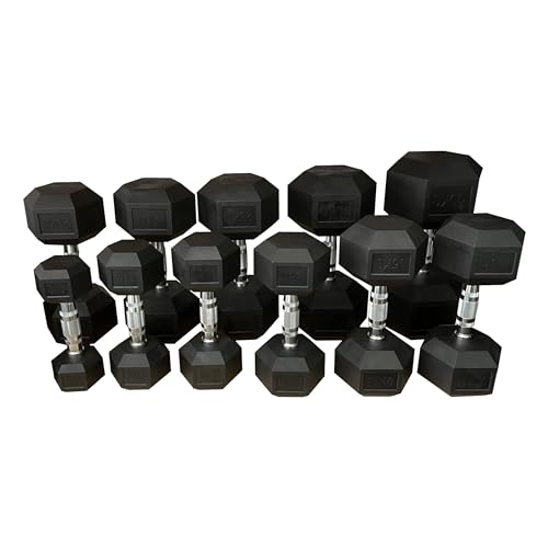 Mancuernas Hexagonales, Pesas para Ejercicio en Casa o Entrenar en Gimnasio, para Crossfit, Musculación y Entrenamiento Funcional, Mancuerna para Fitness, HIT - 40 Kg