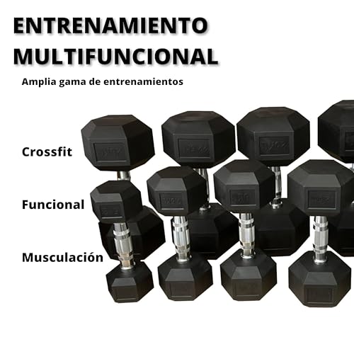 Mancuernas Hexagonales, Pesas para Ejercicio en Casa o Entrenar en Gimnasio, para Crossfit, Musculación y Entrenamiento Funcional, Mancuerna para Fitness, HIT - 40 Kg