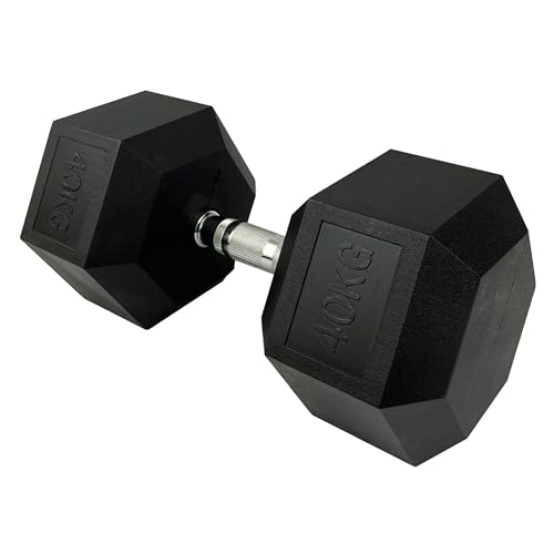 Mancuernas Hexagonales, Pesas para Ejercicio en Casa o Entrenar en Gimnasio, para Crossfit, Musculación y Entrenamiento Funcional, Mancuerna para Fitness, HIT - 40 Kg