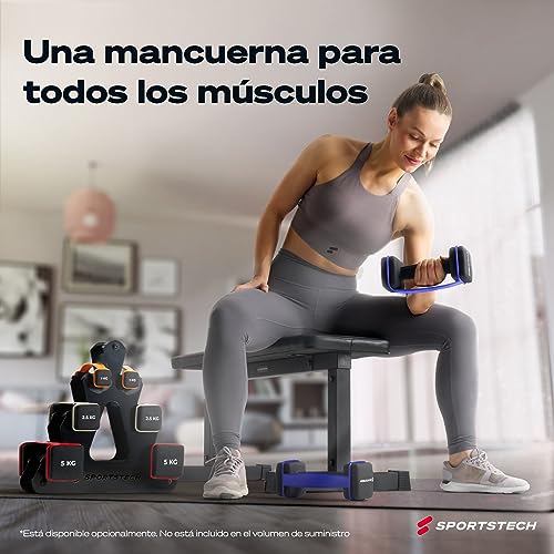 Mancuernas SPORTSTECH con correa | 7 pares de mancuernas, pesos: 1, 1.5, 2, 2.5, 3, 4, y 5 kg | Mancuernas para adultos y niños | Fitness en casa y al aire libre | AH100 (1 Kilogramo)