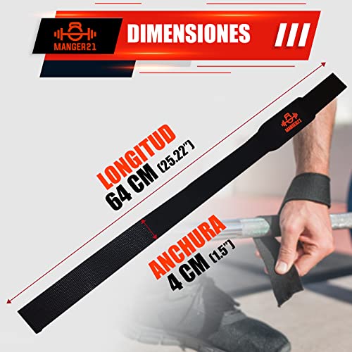 MANGER21 - Straps Accesorios para Gimnasio Lifting Cinta de Agarre Y Acolchado De Neopreno - Straps Gym Agarraderas Hombre y Mujer para Levantamiento de Pesas Correas Powerlifting