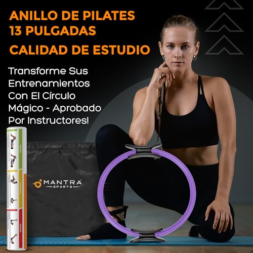 MANTRA SPORTS Aro Pilates - Anillo de Pilates Resistencia - Círculo Mágico aparatos para Hacer Ejercicio casa para Abdominales, piernas - los Muslos Internos y Externos – Mejora Fitness y Postura